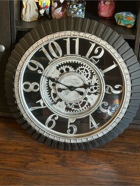 Steampunk Industrial Mechanical Oversized 24” diameter Wall Clock Vintage